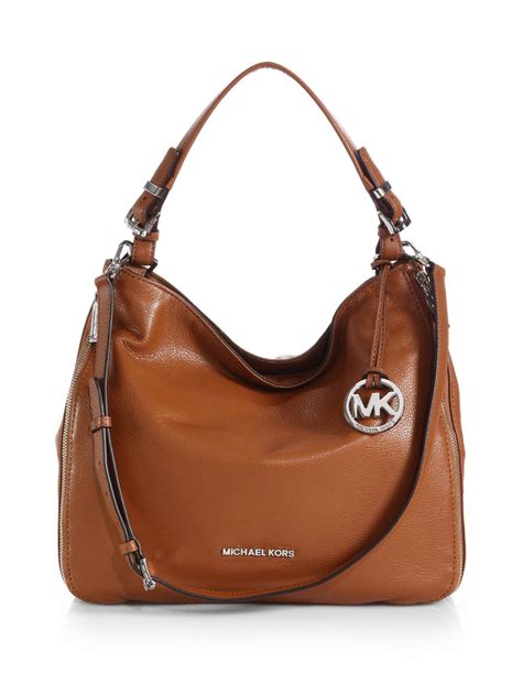 michael kors hobo bag saddle brown and gold studs|Michael Kors hobo.